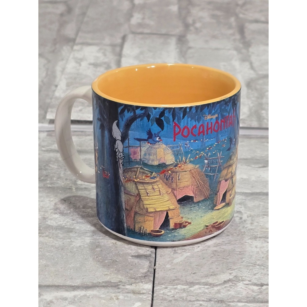 Vtg. 90's Disney Store Pocahontas Movie Coffee Mug Small Chip Handle - Picture 5 of 9